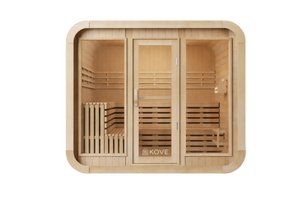 KOVE Cube Sauna 5–6 Person Outdoor Sauna – Premium Spruce Wood, 8kW Heater, Modern Cube Design