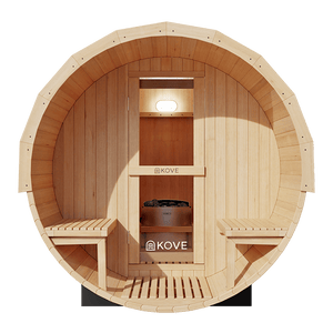KOVE Outdoor Barrel Sauna – 3–4 Person Garden Sauna with 6kW Electric Heater