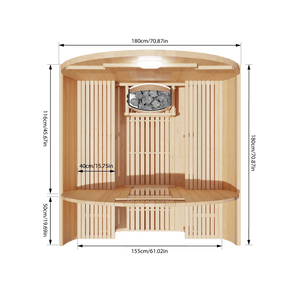 KOVE Outdoor Barrel Sauna – 3–4 Person Garden Sauna with 6kW Electric Heater