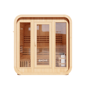 KOVE Cube Sauna 3–4 Person Outdoor Sauna – Premium Spruce Wood, 6kW Heater, Modern Cube Design