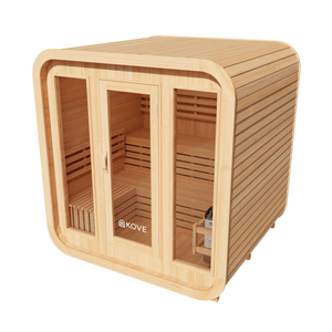 KOVE Cube Sauna 3–4 Person Outdoor Sauna – Premium Spruce Wood, 6kW Heater, Modern Cube Design