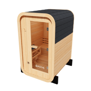 KOVE Compact Cube Sauna 1-2 Person Outdoor Sauna – Premium Spruce Wood, 4.5kW Harvia Heater, Modern Cube Design - Kove