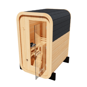 KOVE Compact Cube Sauna 1-2 Person Outdoor Sauna – Premium Spruce Wood, 4.5kW Harvia Heater, Modern Cube Design - Kove
