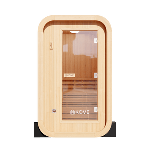 KOVE Compact Cube Sauna 1-2 Person Outdoor Sauna – Premium Spruce Wood, 4.5kW Harvia Heater, Modern Cube Design - Kove