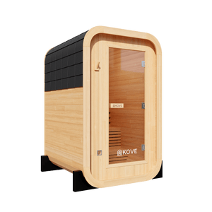 KOVE Compact Cube Sauna 1-2 Person Outdoor Sauna – Premium Spruce Wood, 4.5kW Harvia Heater, Modern Cube Design - Kove