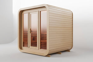 KOVE Cube Sauna 3–4 Person Outdoor Sauna – Premium Spruce Wood, 6kW Harvia Heater, Modern Cube Design - Kove