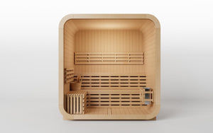 KOVE Cube Sauna 3–4 Person Outdoor Sauna – Premium Spruce Wood, 6kW Harvia Heater, Modern Cube Design - Kove
