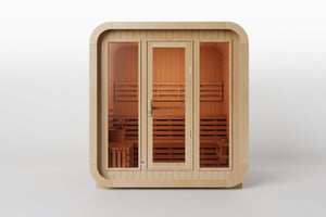 KOVE Cube Sauna 3–4 Person Outdoor Sauna – Premium Spruce Wood, 6kW Harvia Heater, Modern Cube Design - Kove