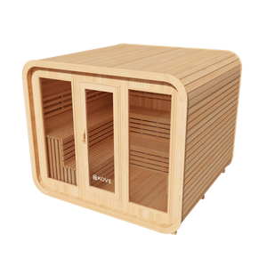 KOVE Cube Sauna 5–6 Person Outdoor Sauna – Premium Spruce Wood, 8kW Harvia Heater, Modern Cube Design - Kove