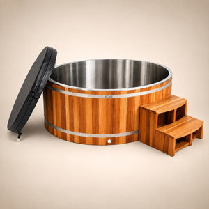 KOVE Duo Oval Cedar Ice Bath – Reclined Cold Plunge - Two Person - Kove