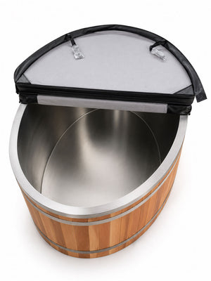 KOVE Duo Oval Cedar Ice Bath – Reclined Cold Plunge - Two Person - Kove