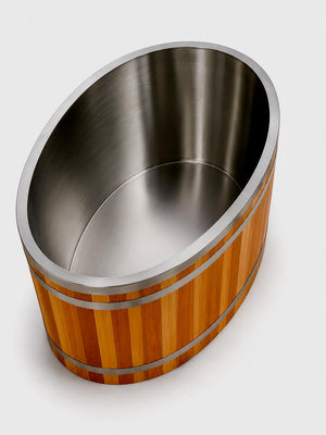 KOVE Duo Oval Cedar Ice Bath – Reclined Cold Plunge - Two Person - Kove