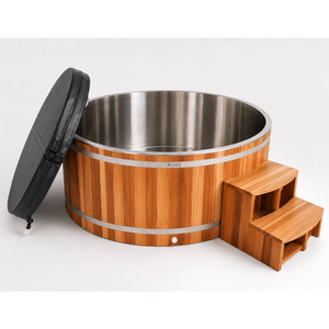 KOVE Duo Oval Cedar Ice Bath – Reclined Cold Plunge - Two Person - Kove