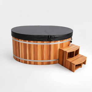KOVE Duo Oval Cedar Ice Bath – Reclined Cold Plunge - Two Person - Kove