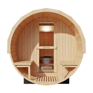 KOVE Outdoor Barrel Sauna – 1–2 Person Garden Sauna with 4.5kW Harvia Electric Heater - Kove