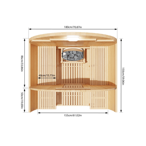 KOVE Outdoor Barrel Sauna – 1–2 Person Garden Sauna with 4.5kW Harvia Electric Heater - Kove