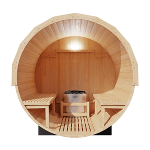 KOVE Outdoor Barrel Sauna – 1–2 Person Garden Sauna with 4.5kW Harvia Electric Heater - Kove