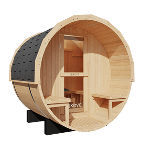 KOVE Outdoor Barrel Sauna – 1–2 Person Garden Sauna with 4.5kW Harvia Electric Heater - Kove