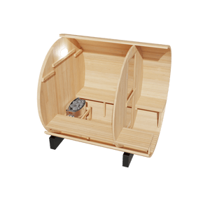 KOVE Outdoor Barrel Sauna – 3–4 Person Garden Sauna with 6kW Harvia Electric Heater - Kove
