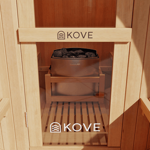 KOVE Outdoor Barrel Sauna – 3–4 Person Garden Sauna with 6kW Harvia Electric Heater - Kove