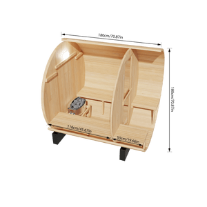 KOVE Outdoor Barrel Sauna – 3–4 Person Garden Sauna with 6kW Harvia Electric Heater - Kove