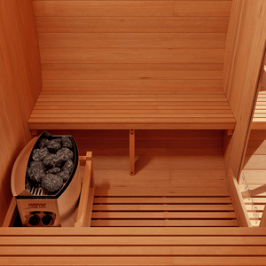 KOVE Outdoor Barrel Sauna – 3–4 Person Garden Sauna with 6kW Harvia Electric Heater - Kove