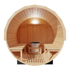 KOVE Outdoor Barrel Sauna – 3–4 Person Garden Sauna with 6kW Harvia Electric Heater - Kove