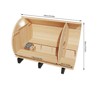 KOVE Outdoor Barrel Sauna – 4–6 Person Garden Sauna with 6kW Harvia Electric Heater - Kove