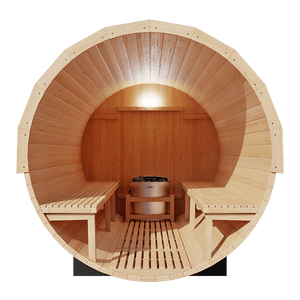 KOVE Outdoor Barrel Sauna – 4–6 Person Garden Sauna with 6kW Harvia Electric Heater - Kove