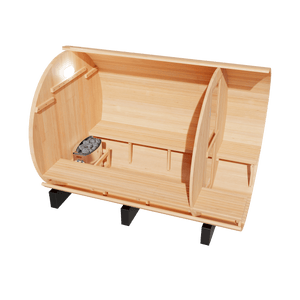 KOVE Outdoor Barrel Sauna – 4–6 Person Garden Sauna with 6kW Harvia Electric Heater - Kove