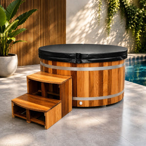 KOVE Oval Cedar Ice Bath – Reclined Cold Plunge - Kove